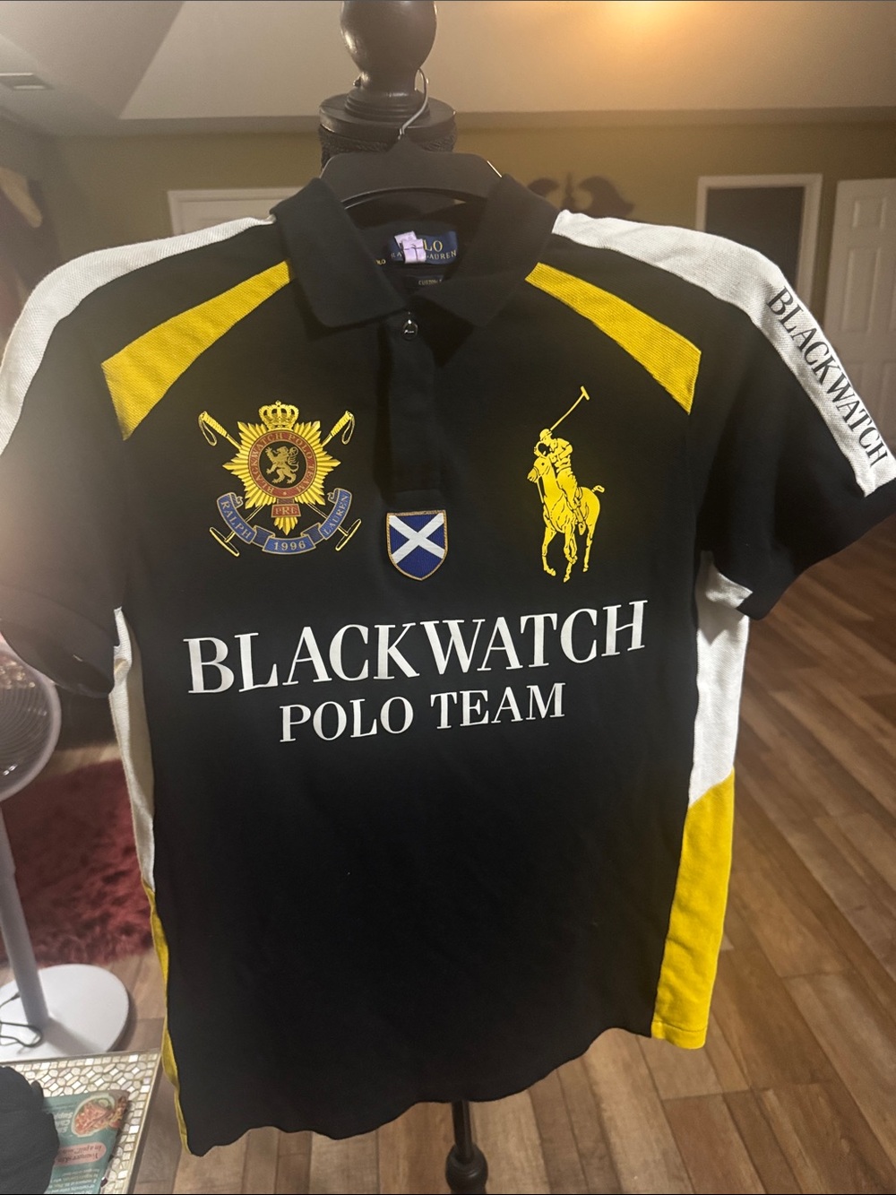 Polo by Ralph Lauren Blackwatch Polo Team Black Yellow White Crest Polo Shirt